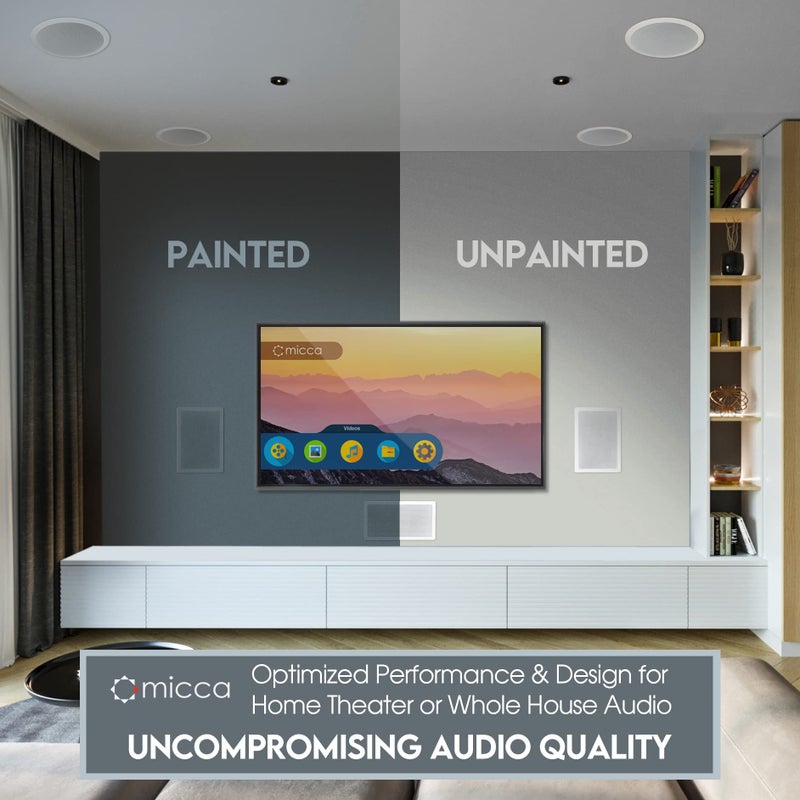 Micca M-8S 2-Way in-Wall Speaker, 10.0"(W) by 14.1"(H) Cutout, Home Theater, Whole House Audio, Indoor or Covered Outdoor, 8" Woofer, 1" Tweeter, White, Paintable, Each - Image 4